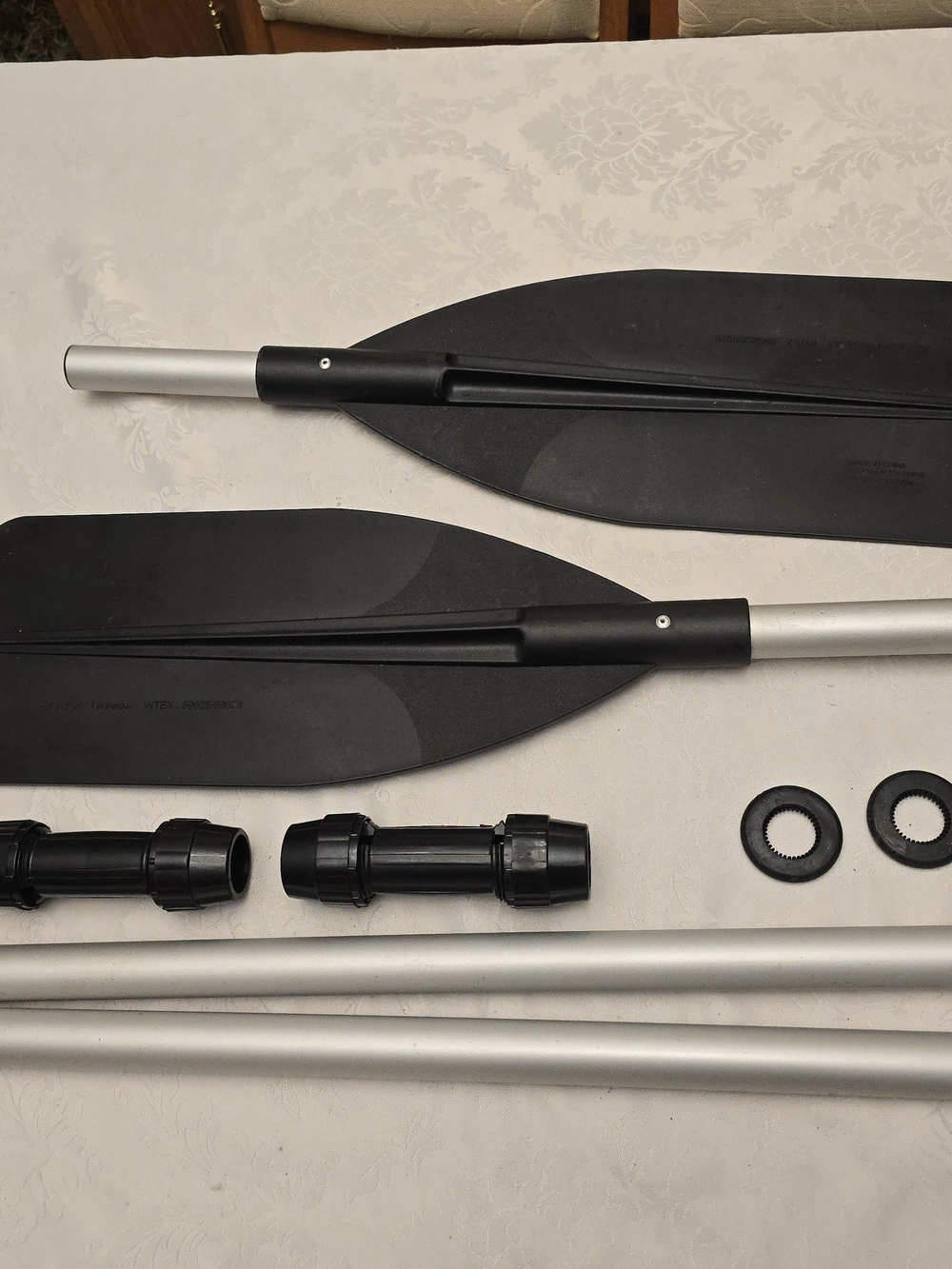 Adjustable Two-Piece Kayak/Canoe Paddle - Black Blades Silver Shaft